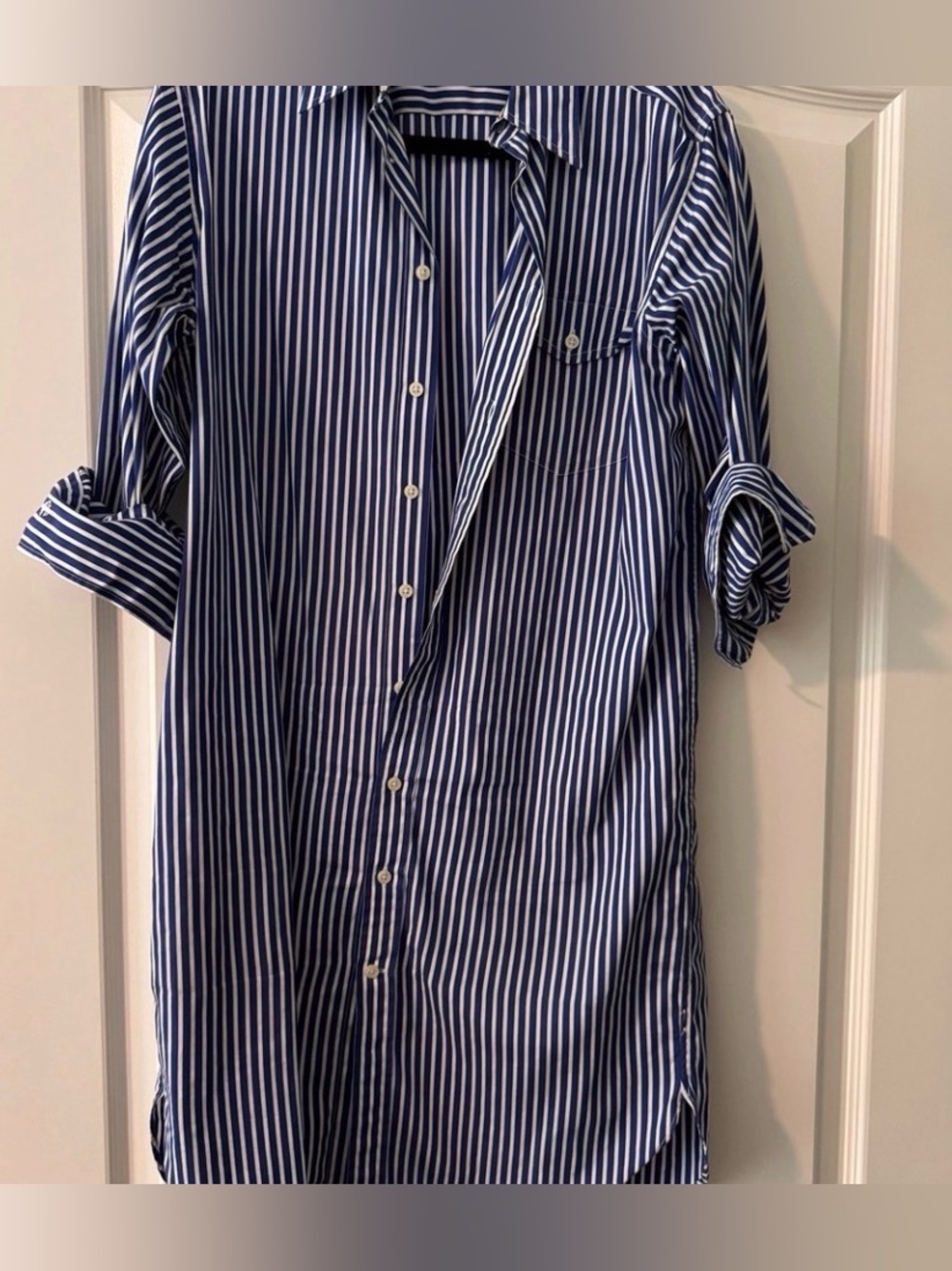 Ralph Lauren Striped Blue Button-Up Shirt Dress (dress only for sale) - Picture 3 of 4